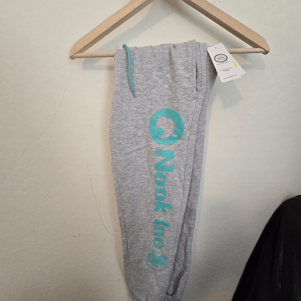 Gray Sweatpants with Teal Logo